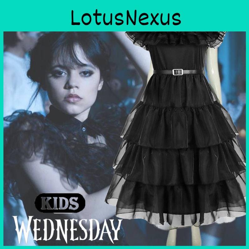Wednesday Addams Kids Dress Polyester Costume Perfect For Parties And Holidays