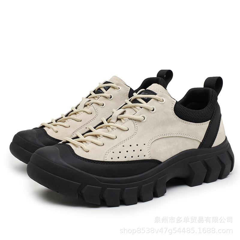 

Outdoor Hiking Men s Toe Layer Pigskin Anti Slip and Wear-resistant British Style Hiking Shoes Lightweight and Comfortable Workwear and Trendy Shoes 44
