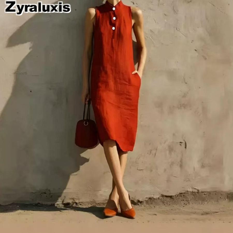 New Summer Solid Loose Sleeveless Dress