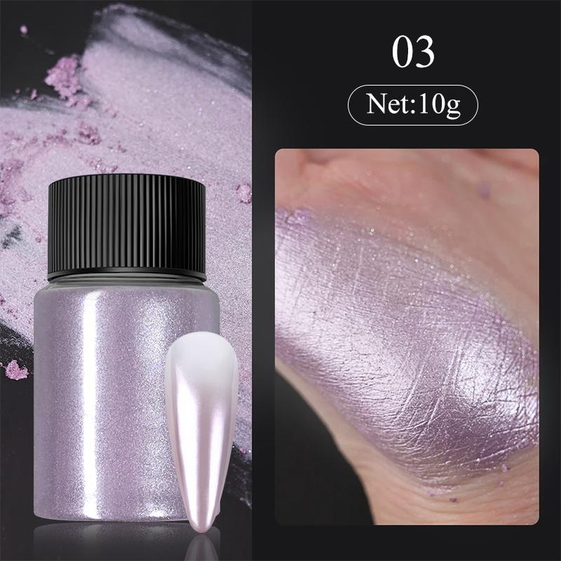 1Bottle White Chrome Pearl Nail Powder Shine Glitter Shell Auroras Nail Dust Mirror Effect Pigment Manicure Nail Art Decoration