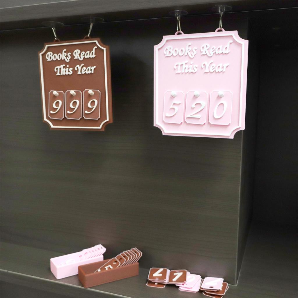 Handmade Books Read This Year Counter And Sign - Rustic Wooden Hanging Bookshelf For Wall Mounted Desk, Gift For Book Lover