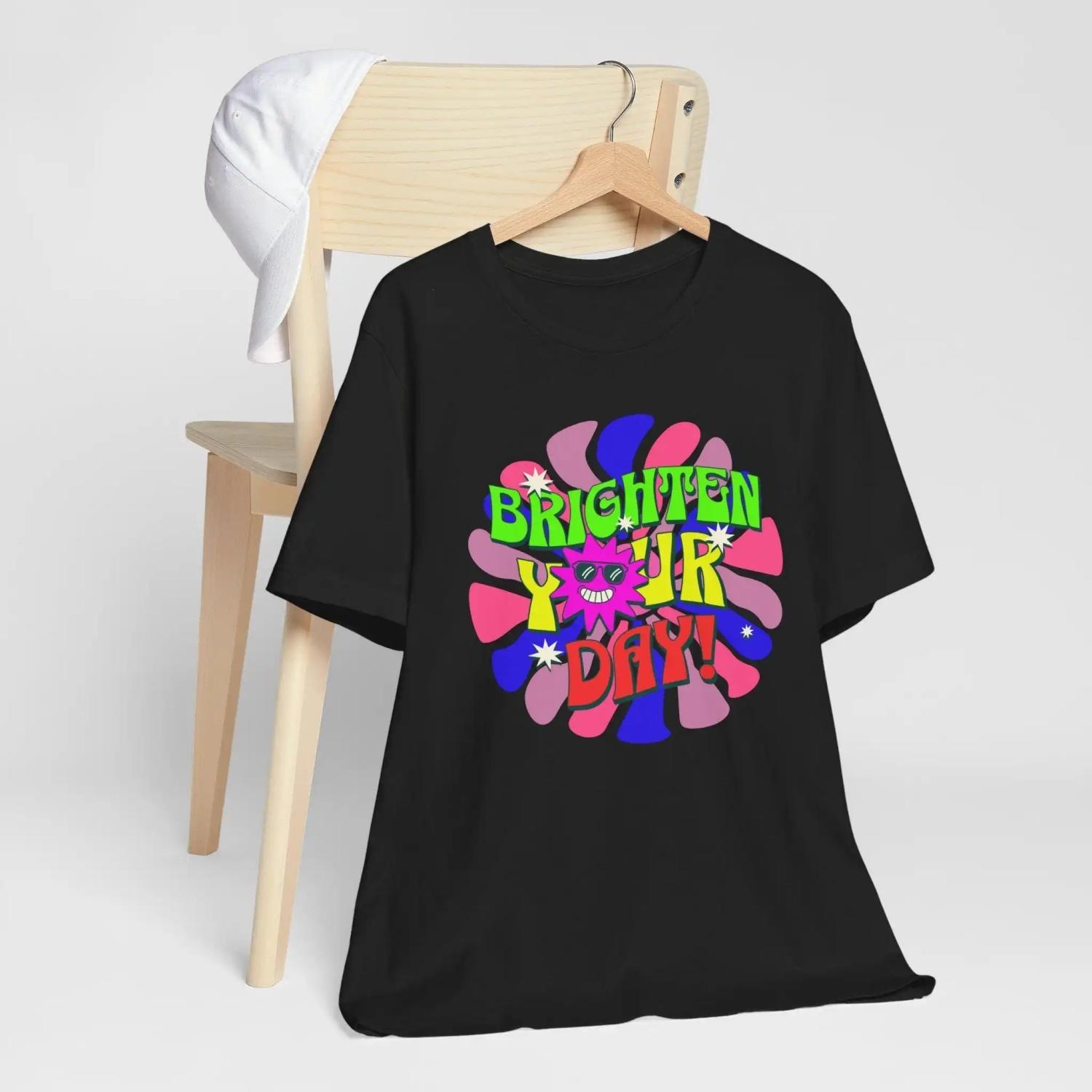 

Brighten Your Day T Shirt Fun Colorful Unique Design Jersey S чёрный