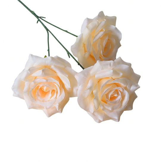 

3 Heads Blooms Artificial Rose Flower Realistic Fake Rose Branch with Stem for Vase Table Centerpiece Home Wedding Party