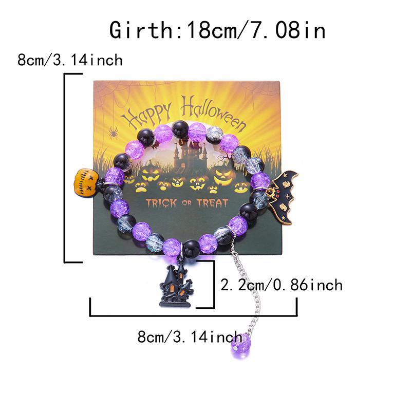 Punk Halloween Ghost Bat Pendant Beaded Bracelets For Women Men Hip Hop Bangles Party Jewelry Gifts