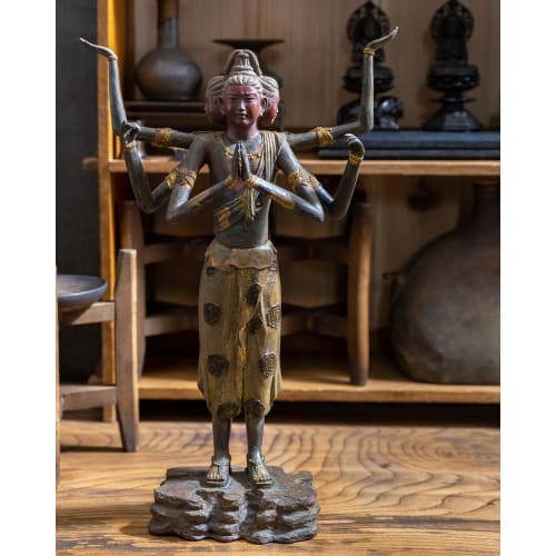 National Treasure Ashura Statue, 41cm, Lacquer Finish, Wax Cast/Bronze, Modeled by Nitten Sculptor Kita Toshikatsu, Buddhist Statue, Takaoka Bronzewar