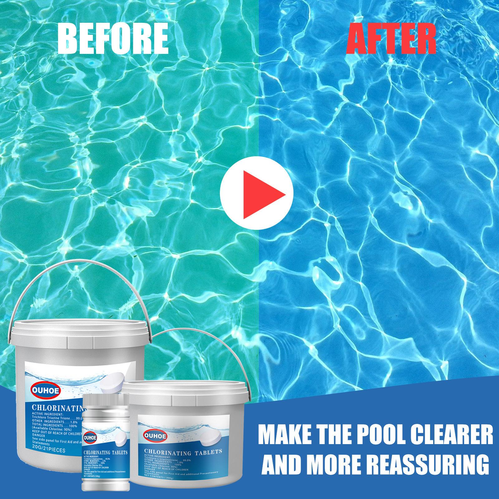 Comprimés Effervescents pour Piscine Améliorent la Qualité de l'Eau et Désodorisent Nettoyant Multifonctionnel Instantané pour Piscine blue
