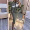 Abito Felpa da Donna a Blocchi di Colore con Strisce Bianche che Copre i Fianchi Set da 2 Pezzi Giacca con Zip Casual da Donna Completo Abito