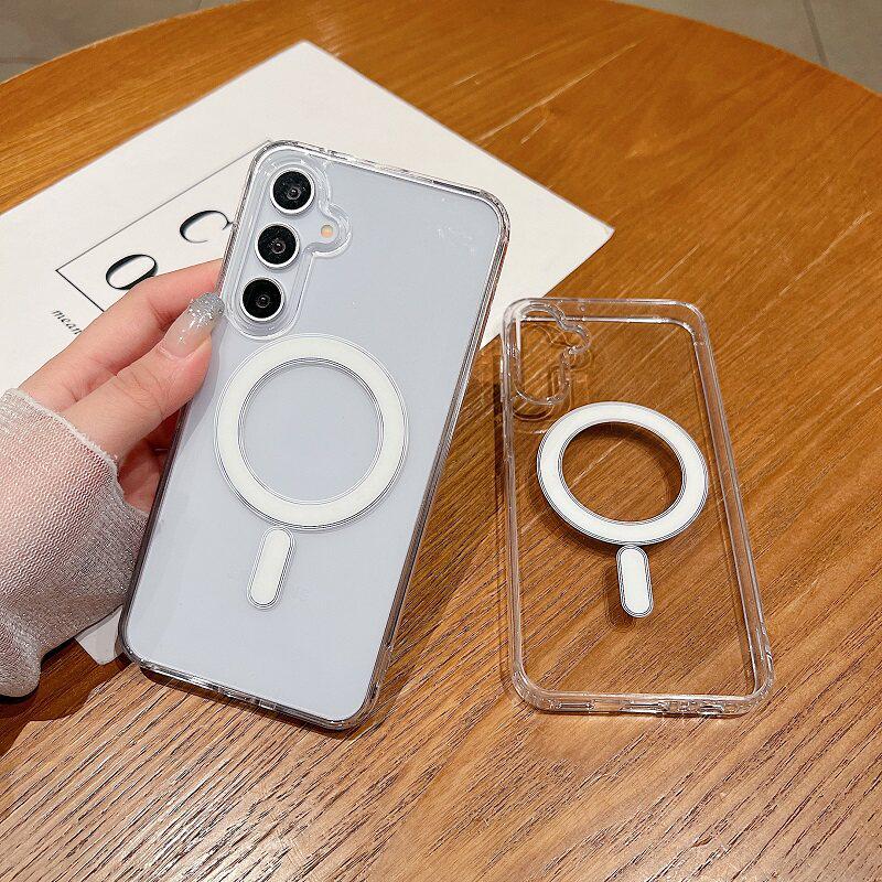 Samsung A37 Transparent Magnetic Phone Case - Large Hole, Full-Coverage, Anti-Fall Protection for A56, A16/15, A55.