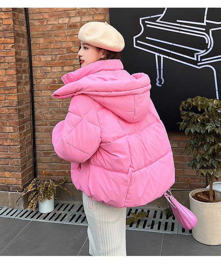 Women’s Short Hooded Windproof Thicken Warm Winter Jacket With Raglan Sleeves