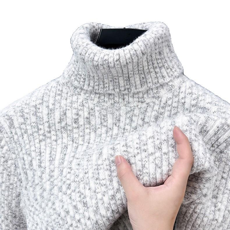 Maglione da Uomo a Collo Alto Misto Lana Fodera in Pile Lavorato a Maglia Pullover Caldo Invernale 2026 Nuovo