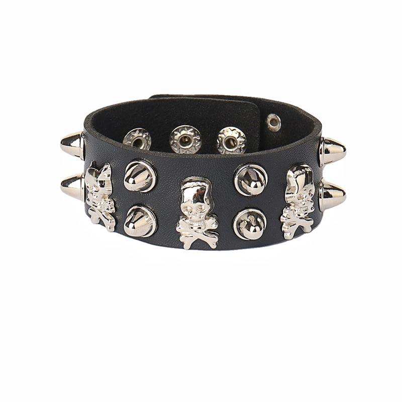Punk Bracelets PU Leather Studded Bracelet Adjustable Goth Cuff Bracelet Gothic Rivet Buckle Wristband for Men Women Emo Jewelry
