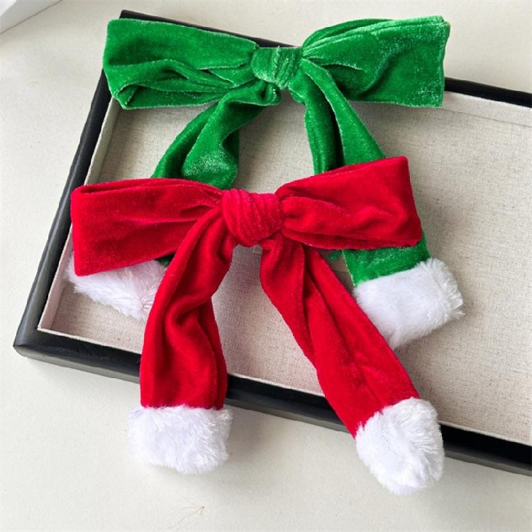 Süße Fellhaarspange Weihnachts-Haarnadel Süße Schleife Büsche Haarspange
