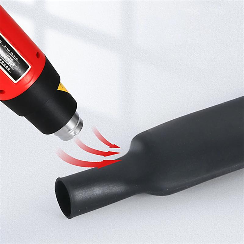 Black Heat Shrink Tube Kit Thermoresistant Tubing Shrink Wire Wrapping Electrical Connection Cable Insulation Sleeves Protecter