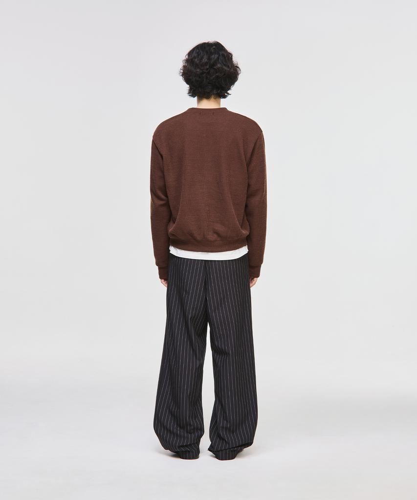 Signature Round Neck Crop Knit Cardigan [Brown]