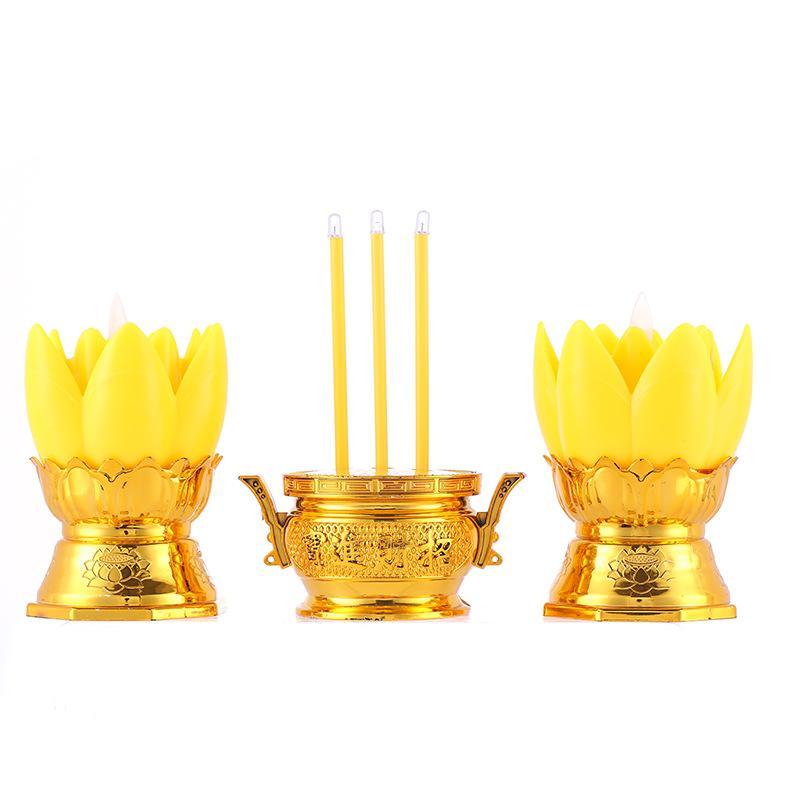 1 Set Led Lotus Simulation Candle Holder Electronic Luminous Candlestick Lamp Holder Electronic Lotus Candle Holder