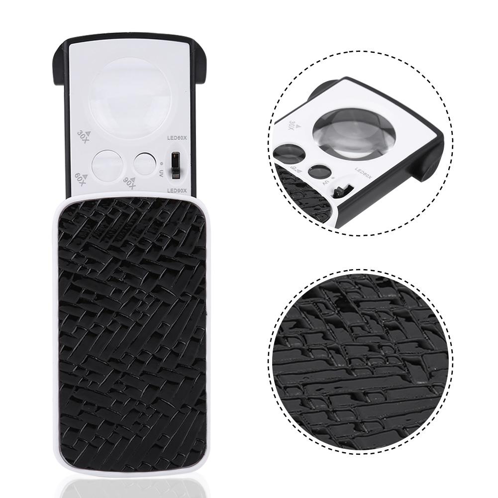

30x Celsius 60x Celsius 90x Magnifying Glass Jewelry Optical Magnifier Jeweler Tool LED Light Loupe (Black)