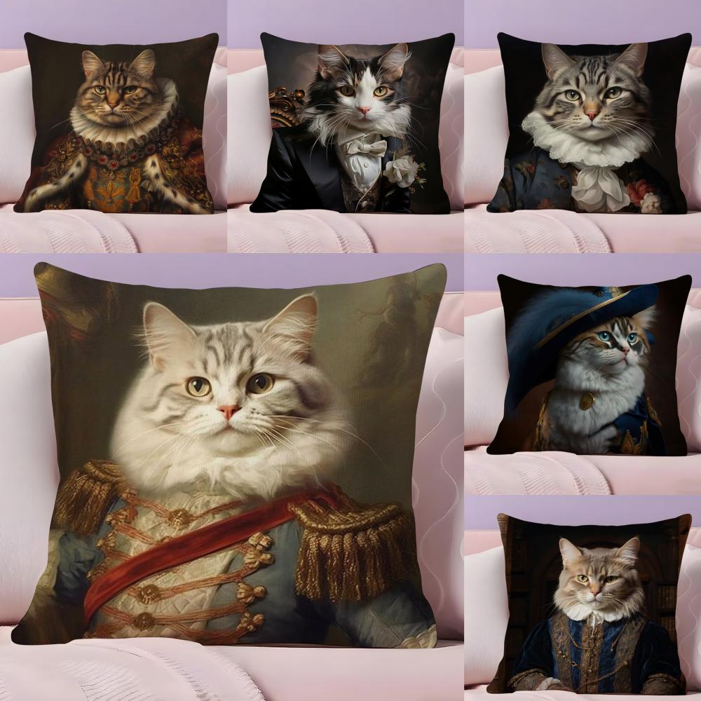 Quirky Elegant And Luxurious Crown Cat Pillow Case Silky Short Plush With Invisible Zipper Dustproof Sofa Cushion Cover