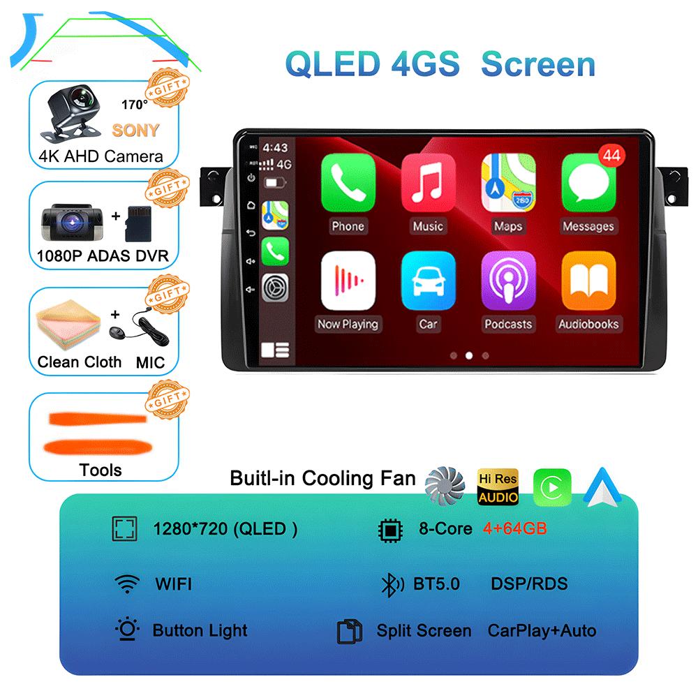 Android 14 Car Radio For BMW E46 M3 1998-2006 Multimedia Video Player 2Din 4G WIFI GPS Navigation Carplay Head Unit 360 Camera