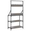 Vidaxl Kitchen Shelf with Hooks, 4-Tier, Grey Sonoma Oak