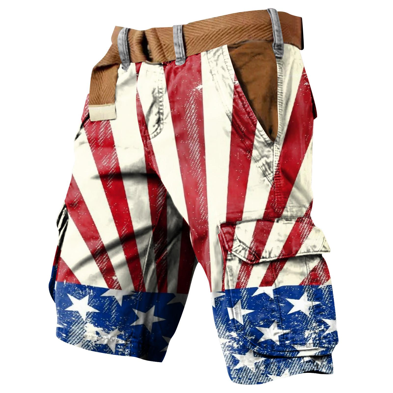 

Мужские рабочие шорты с принтом Дня независимости и несколькими карманами XL