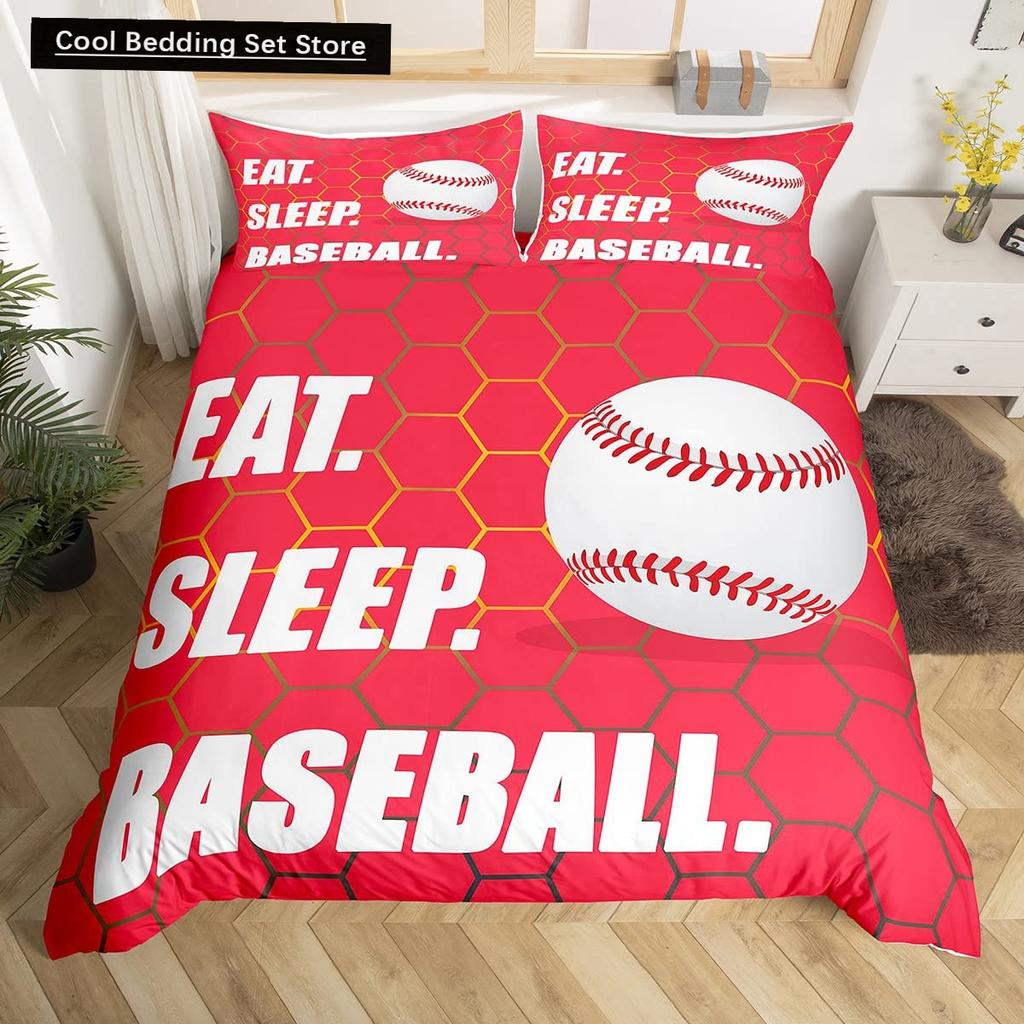Comforter Baseball Game King Queen Ball Sports Theme Bedding Set Athlete Competitive Polyester Comforter