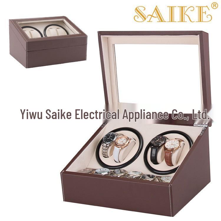 Leather Coffee Color PU Automatic Watch Winder Box for 10 Watches