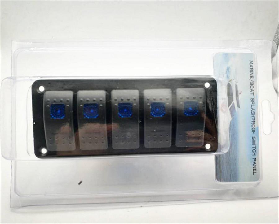 5 Gang On/Off Rocker Switch Panel Dual LED Light Car  Marine Boat Waterproof 12V/24V