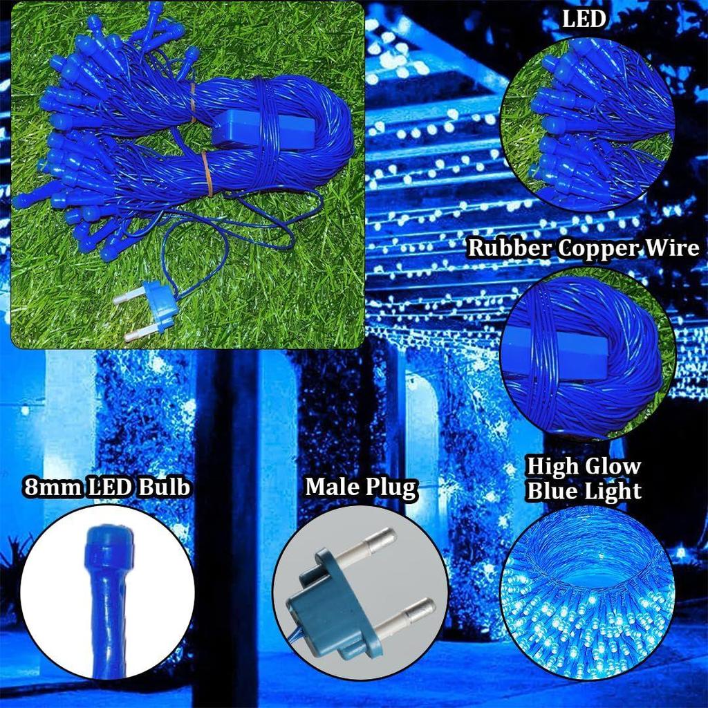 20 Meter  Decorative String Light | LED Fairy Light for Diwali, Christmas, Weddings & Home Decoration | Polycarbonate, (60 LED Blue 5MM, Pack of 1)