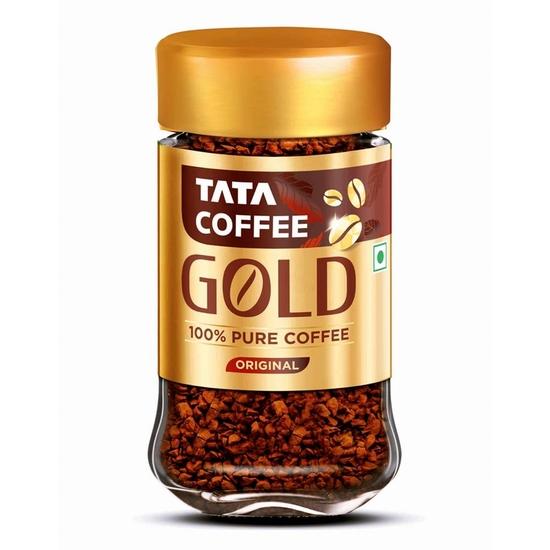 

Tata Coffee Gold Original, Растворимый и чистый кофе в банке, 50 г, Сублимированный, Насыщенный и крепкий, Специально отобранные зерна робусты и арабики