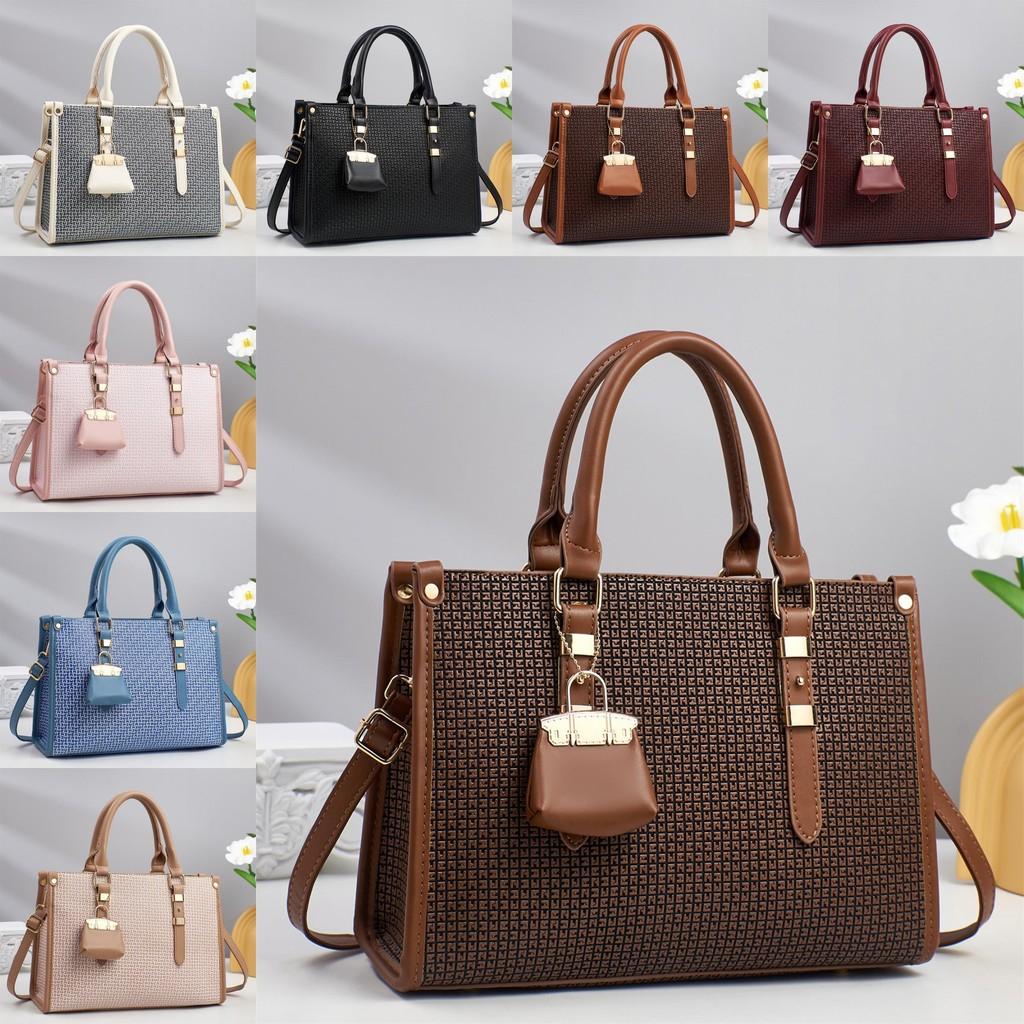 Urban Simple Pu Lattice Leather Tote Bag For Women With Large Capacity And Zipper Closure