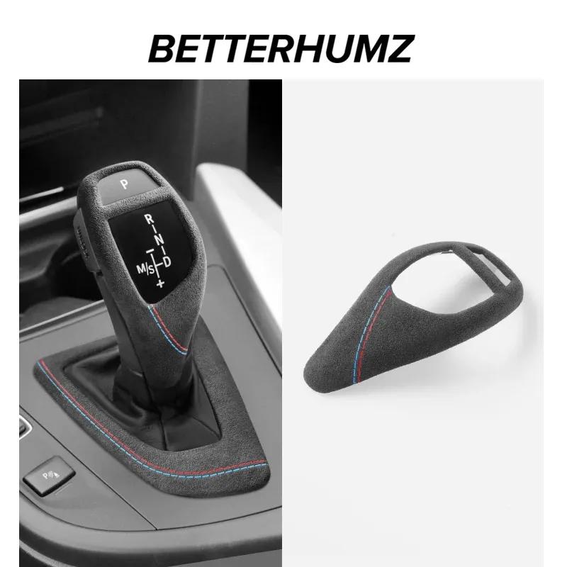 Betterhumz Auto Schaltknauf Abdeckung Zierleiste für BMW F20 F30 F10 F31 F32 F36 F34 F22 X3 X4 X5 X6 Wildleder Panel Innenzubehör