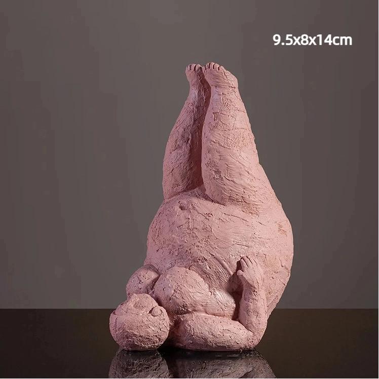 Handmade Sandstone Yoga Chubby Woman Statue Home Decor
