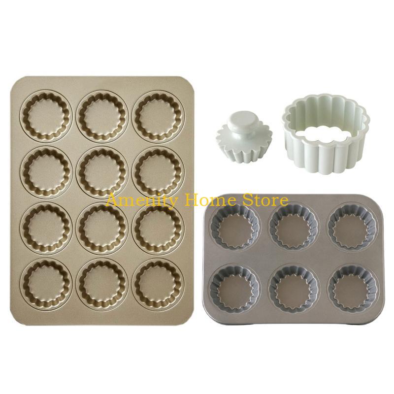 F26C Pastry Egg Tart Mold Muffin Bakeware Cupcake Pan Carbon Steel Gift