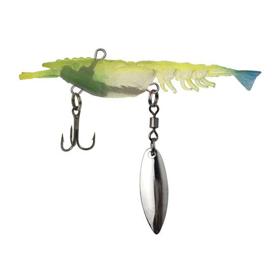 Fishing Lure Shrimp Swimbait Realistic Looking Vivid Color 360-Degree Rotating Sequins Pre-Rigged Fishing Jigs Fishing Bait