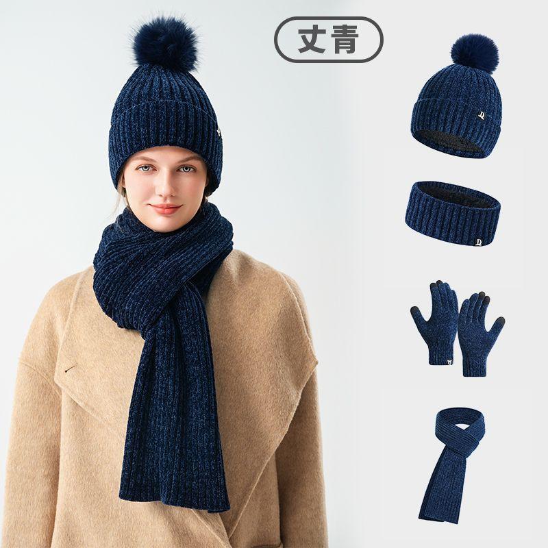 Women's Winter Knit Hat Scarf Gloves 3-Piece Set Thick Warm Knitted Beanie Set Soft Cozy Multiple Colors