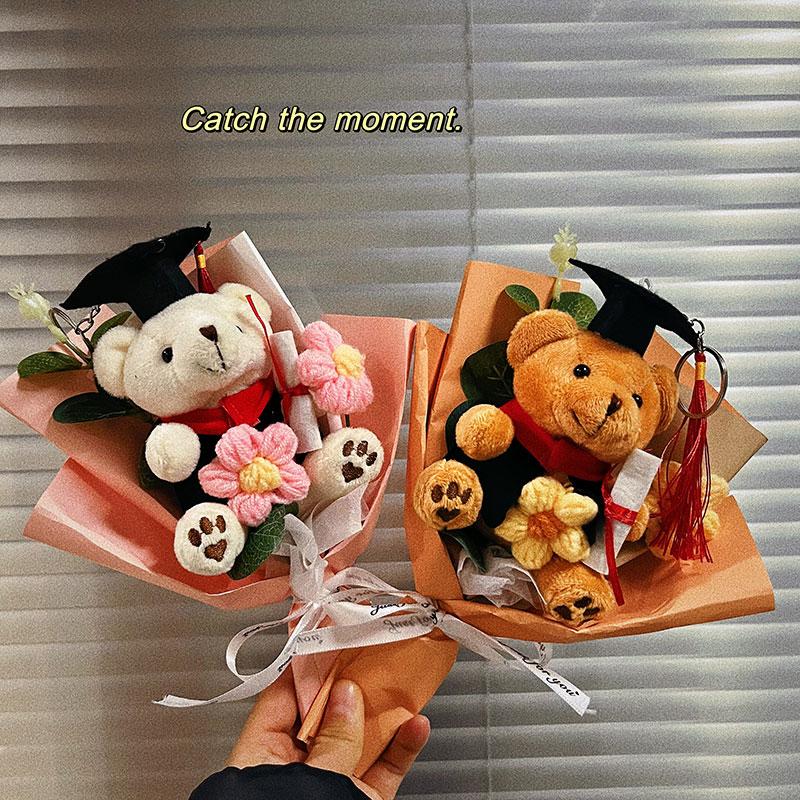 Crochet Flowers Bouquet Rose Hand-Knitted Graduation Flowers Bouquet Wedding Party Decoration Birthday Graduation Gifts