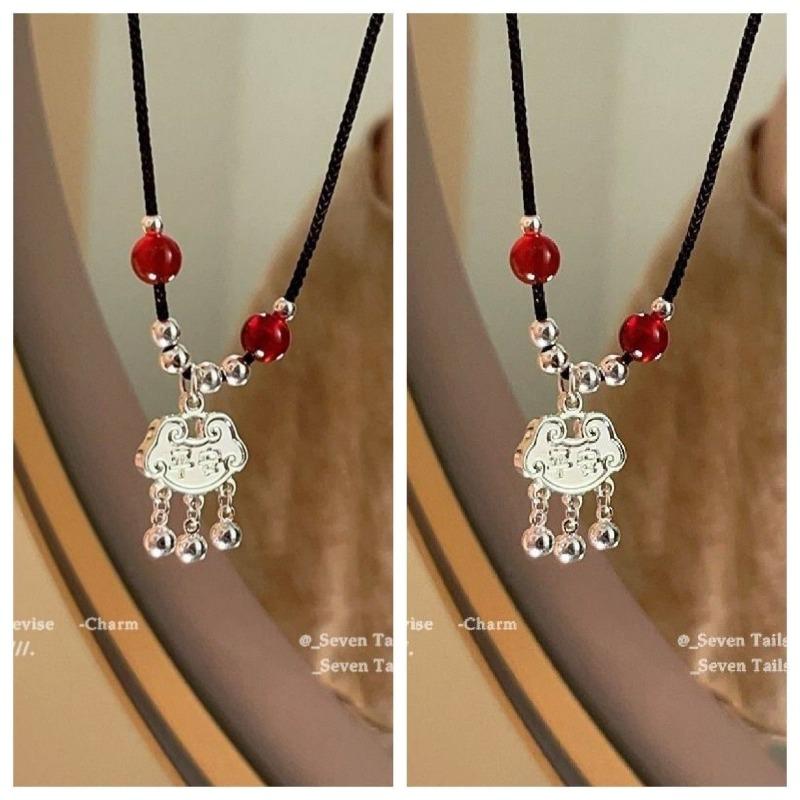 New Chinese Style Retro Delicate Peace Lock Necklace For Women Fashion Jewelry
