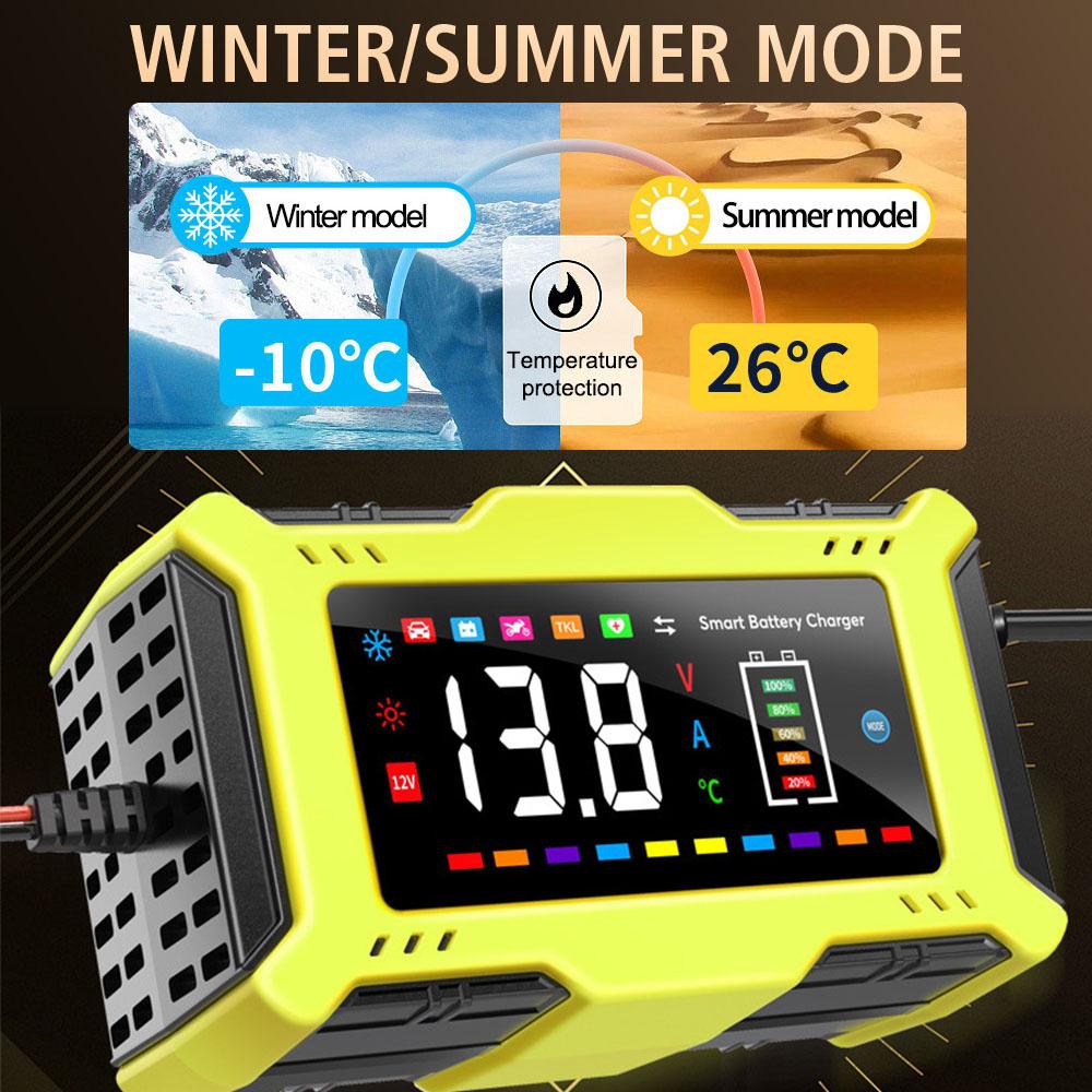 14.6V/12V 6A Car Battery Charger For Lead Acid / Lithium Iron Battery Fast Power Charging 110V/240V Input Universal EU US Plug Pulse Repair 90W