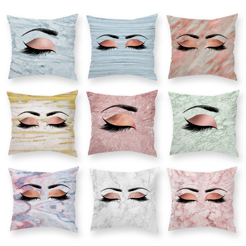 Marble Bright Diamond Eyes Eyelash Pillow Case Sofa Cushion Manicure Decoration Pillow