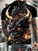 New Summer Daily Casual Men's Tops Street Fashion Dragon And Skull Printed Men's T-shirt Outdoor Sports Light  Mens Tee