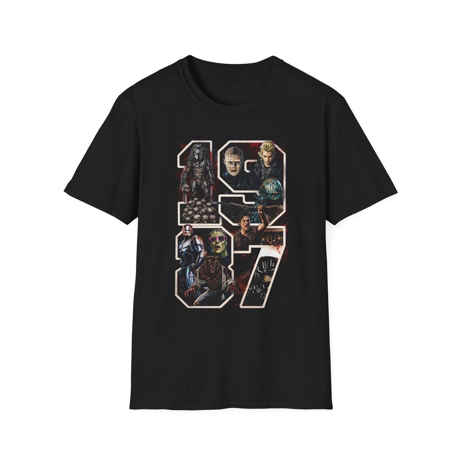 1987 Classic Horror Movies Tee | Retro 80s Horror Film Design M
