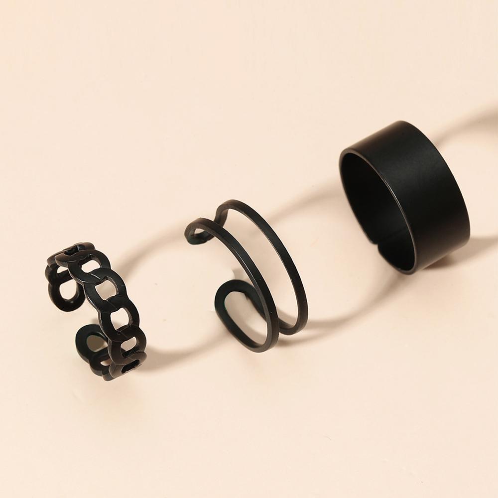 3pcs/Set Fashion Punk Ring Simple Design Vintage Black Color Joint Rings Sets for Women Jewelry Korean Version Joint Ring 2021