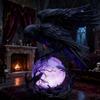 "Raven's Moonlight" Gotische Led Lamp – Mysterieuze Kraai Op Gloeiende Bol Sculptuur, 3D Holle Lantaarn Met Violet Licht