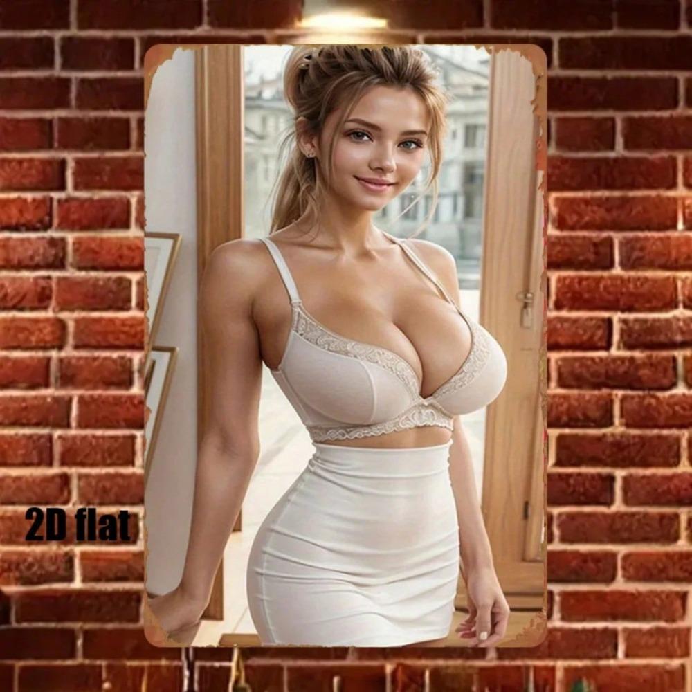 Elegant Woman Portrait 8x12 Inch Metal Wall Art Farmhouse Kitchen Room Decor Tin Sign