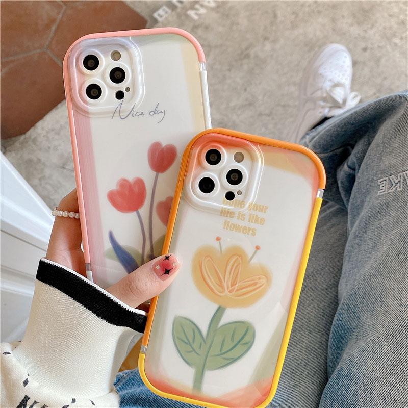 Ins Watercolor Lalele Floare Husa Telefon pentru Iphone 13 Pro Max 12 11 7 8 Plus Xr Xs Max Fundas Cover Anti-șoc Protector Coque