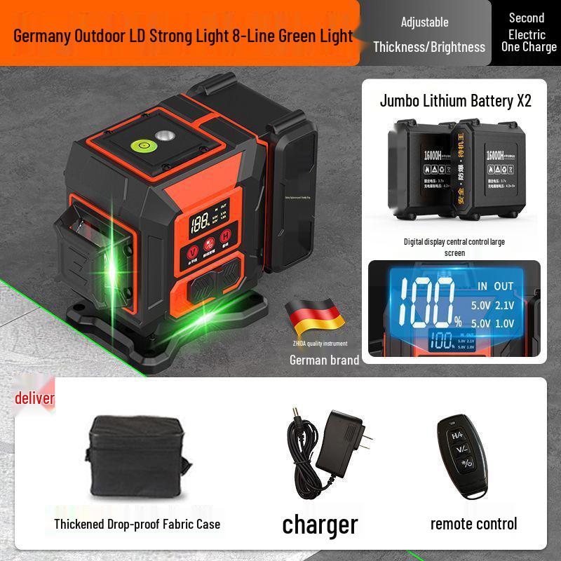 12-Line High Precision Green Infrared Level with Automatic Outdoor Wall Sticking and Self-Leveling