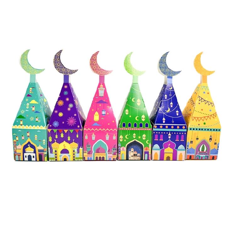 12Pcs Mosque Shaped Party Treat Holders Candy Chocolate Boxes For Wedding Cultural Event Middle Eastern Gift Packaging