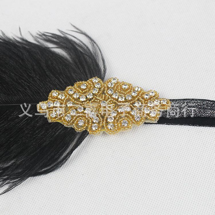 Europe and the United States new retro bridal headband hot feather headband handmade women's ball small headband