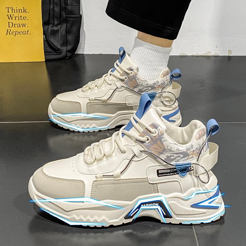 

Fashion Versatile Running Shoes Lightweight Comfortable Casual Shoes Men Thick Soled Anti Slip Sneakers Zapatillas De Deporte 39 бежевий