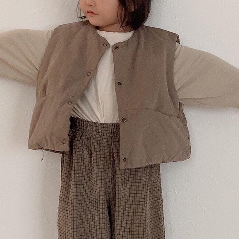Korean-Style Kids' Autumn Cardigan: Trendy, Skin-Tone, Single-Breasted, Cotton Liner Vest, Hoodless Design